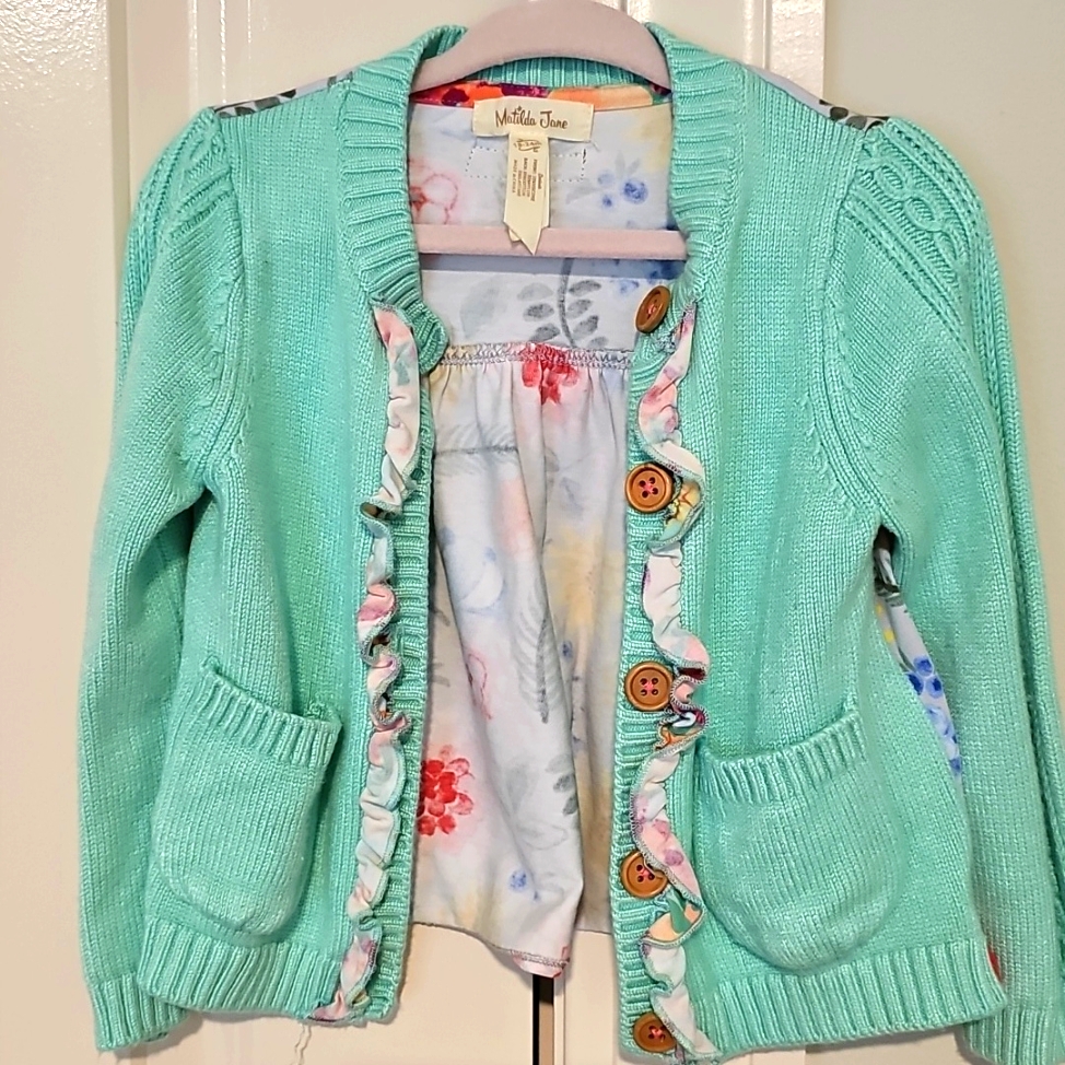 18-24m Matilda Jane Sweater Happy & Free Mint & Floral Button Up